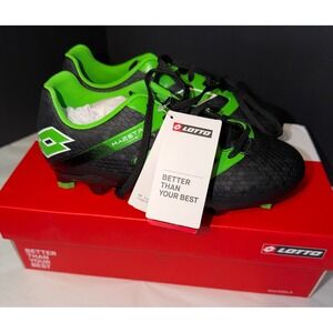 Lotto Soccer Cleats Kids 4.5 Black Green Maestro 700 V FG Junior Cleats